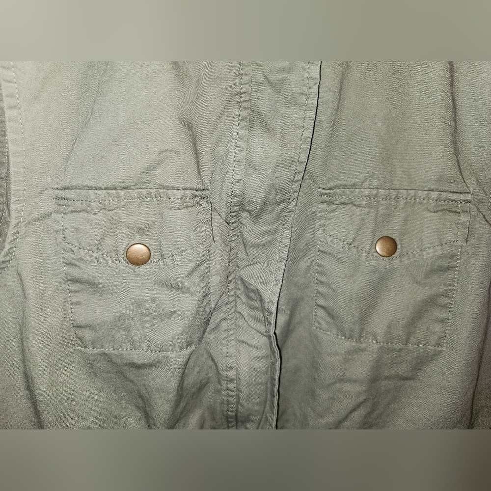 RUE21 Army Green Utility Vest Cinch Waist Cargo Military Style Jacket L - Picture 6 of 12